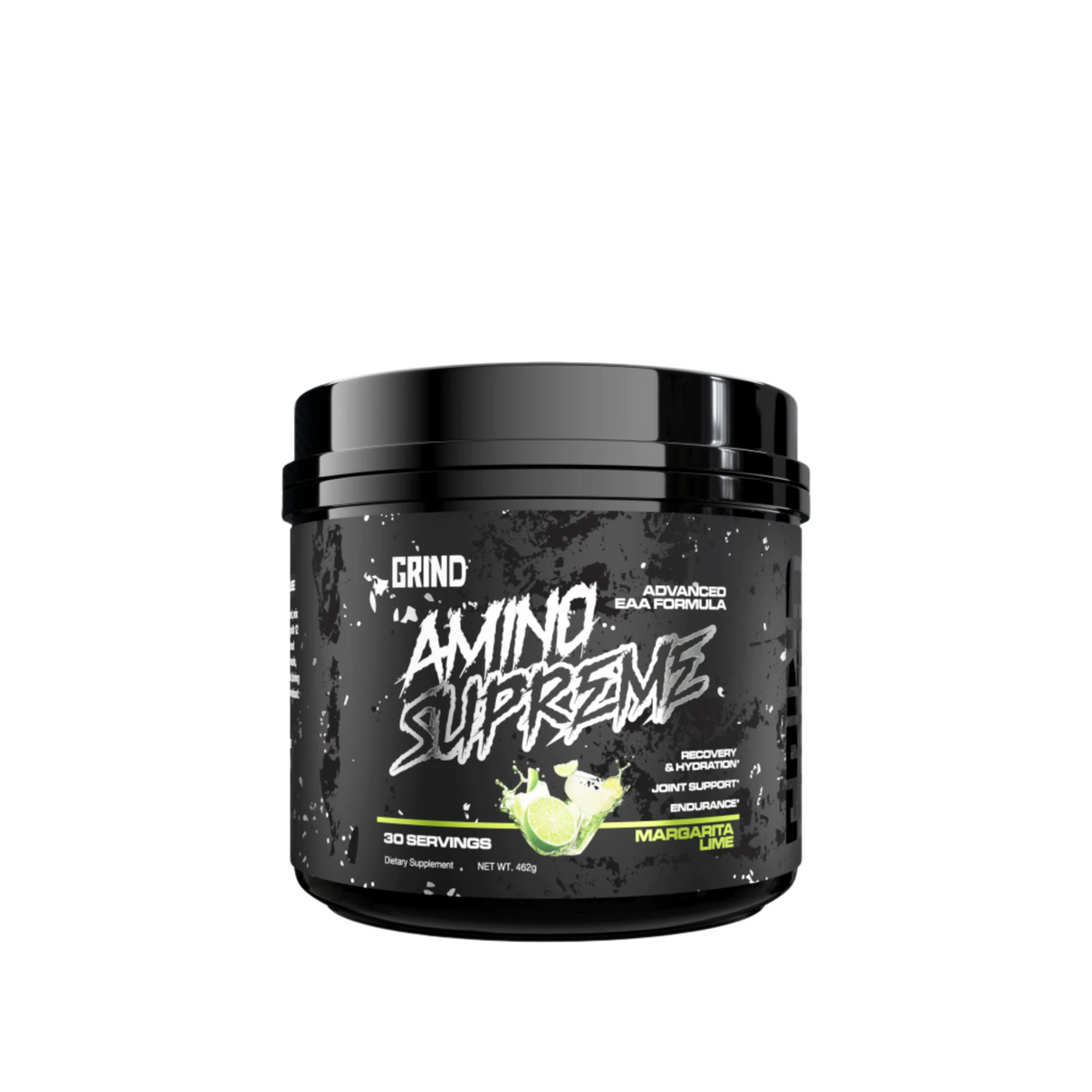Grind Amino Supreme BCAA/EAA front of bottle label margarita lime flavor