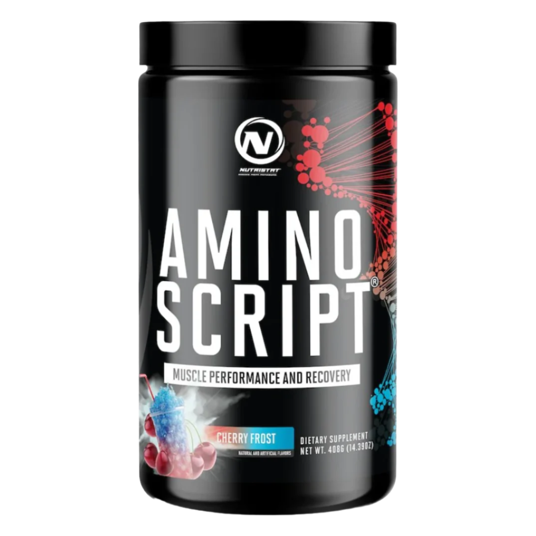 Nutristat Amino Script BCAA/EAA front of bottle cherry frost flavor