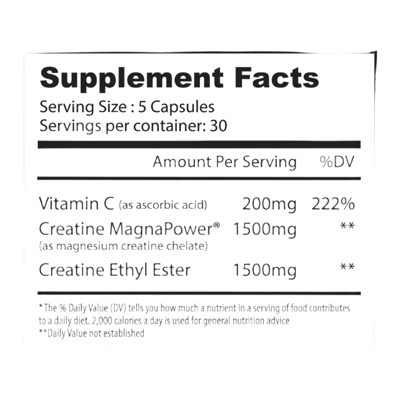 Alpha Cre X2 Creatine supplement facts