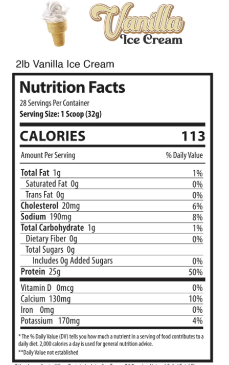 Alpha Supps Iso Protein Vanilla Ice Cream nutrition facts