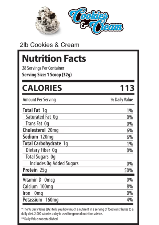 Alpha Supps Iso Protein Cookies & Cream nutrition facts