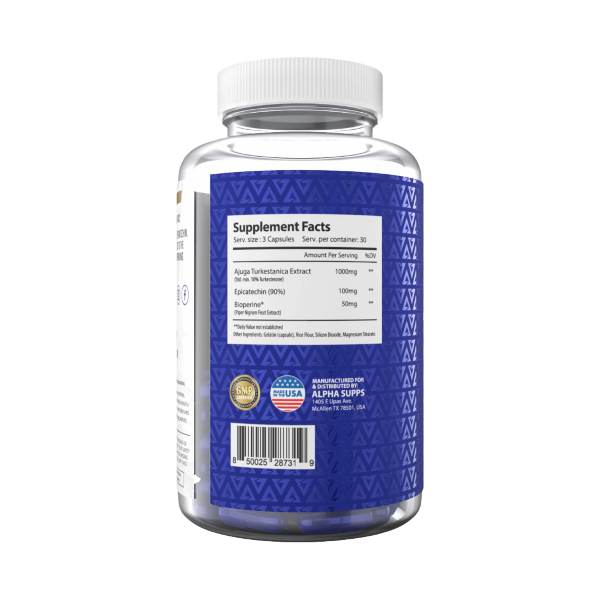 Grind Turk Testosterone Booster back of bottle label with supplement facts