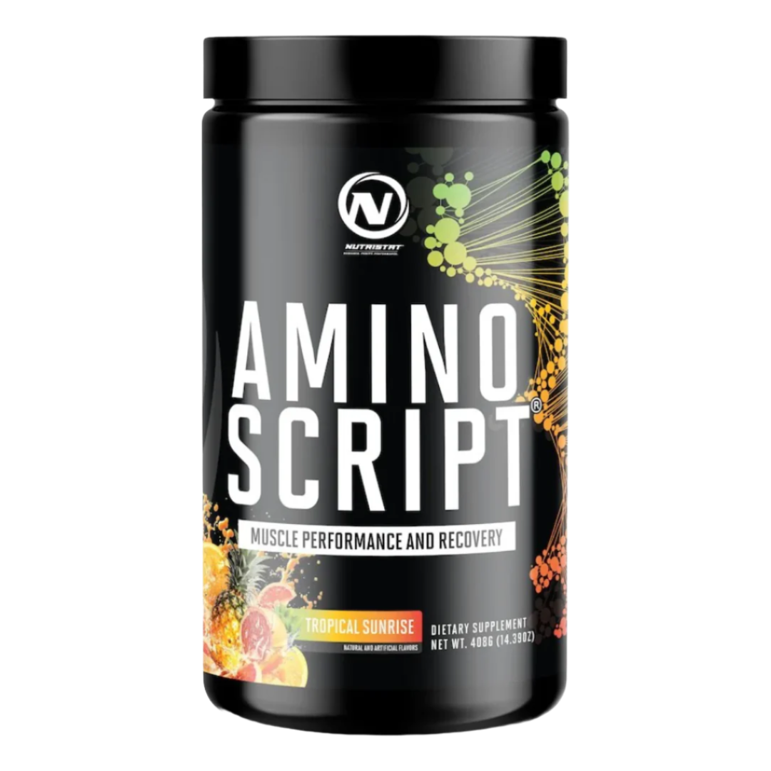 Nutristat Amino Script BCAA/EAA front of bottle Tropical sunrise flavor