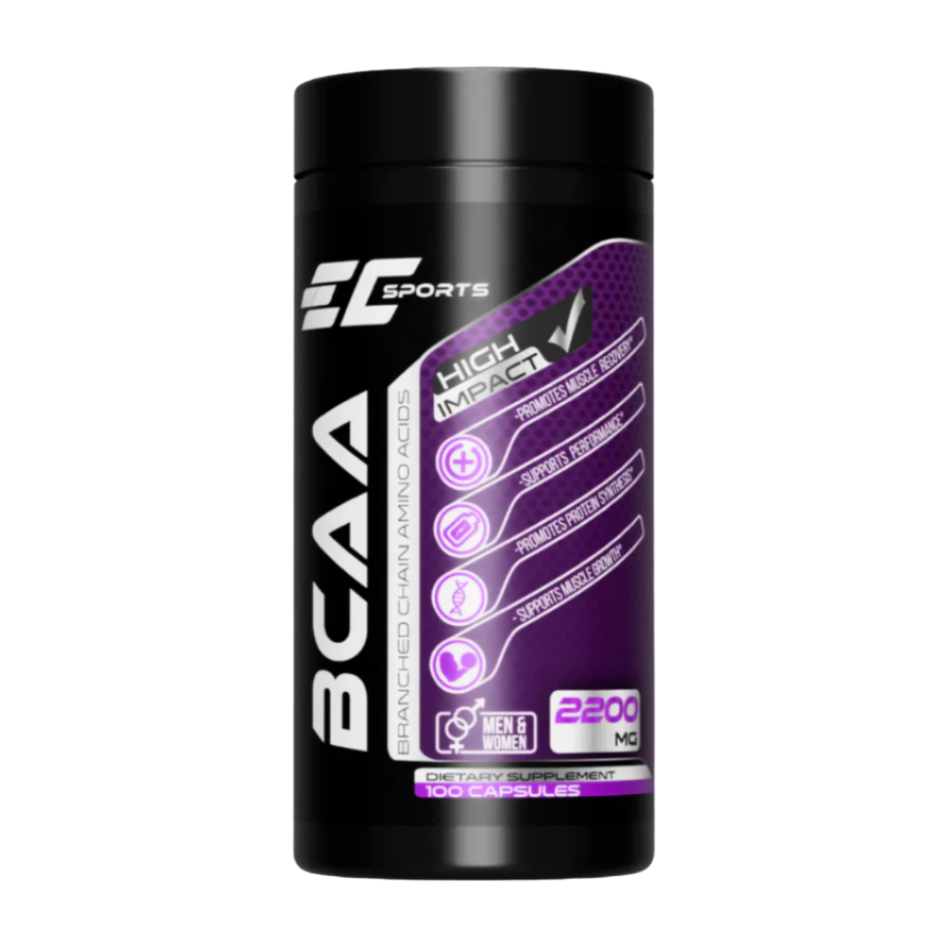 EC Sports BCAA Capsules front of bottle label