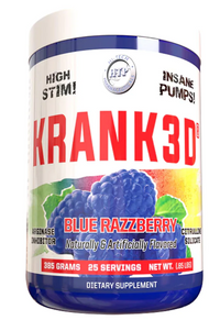 Hi-Tech Krank3d Pre-Workout front of label Blue Razzberry