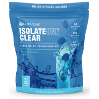 Nutraone IsolateOne Clear front of bag Blue Raspberry flavor