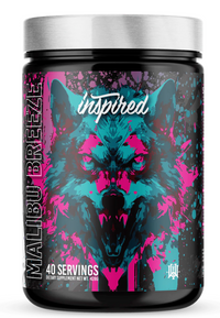 Inspired DVST8: DARK Pre- Workout front of bottle malibu brezze flavor