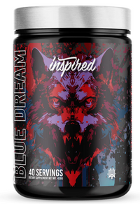 Inspired DVST8: DARK Pre- Workout front of bottle blue dream  flavor