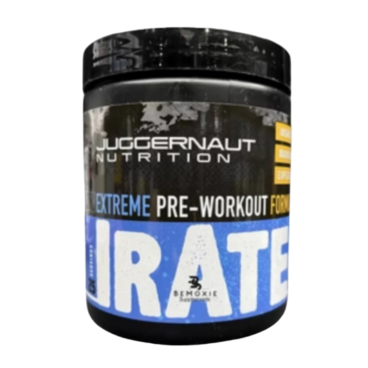 Irate Pre Workout
Irate Pre Workout by Juggernaut Nutrition was a legendary stim junkie pre workout that is officially back from the dead for a limited time!
This one is going to give you the stim junkie, mood elevation experience (IYKYK), solid...