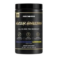 Nuclear Armageddon gives you the feeling of explosive energy and performance. It's loaded with 395mg of caffeine and 10 grams of Pump Activators.*
Benefits:

4G of L-Citrulline to boost nitric oxide production and increase muscle pumps.*
1.5G of...