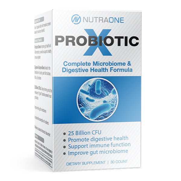 ProbioticX is a blend of probiotic strains that populate the lower and upper digestive tract and provides a multitude of unique health benefits.